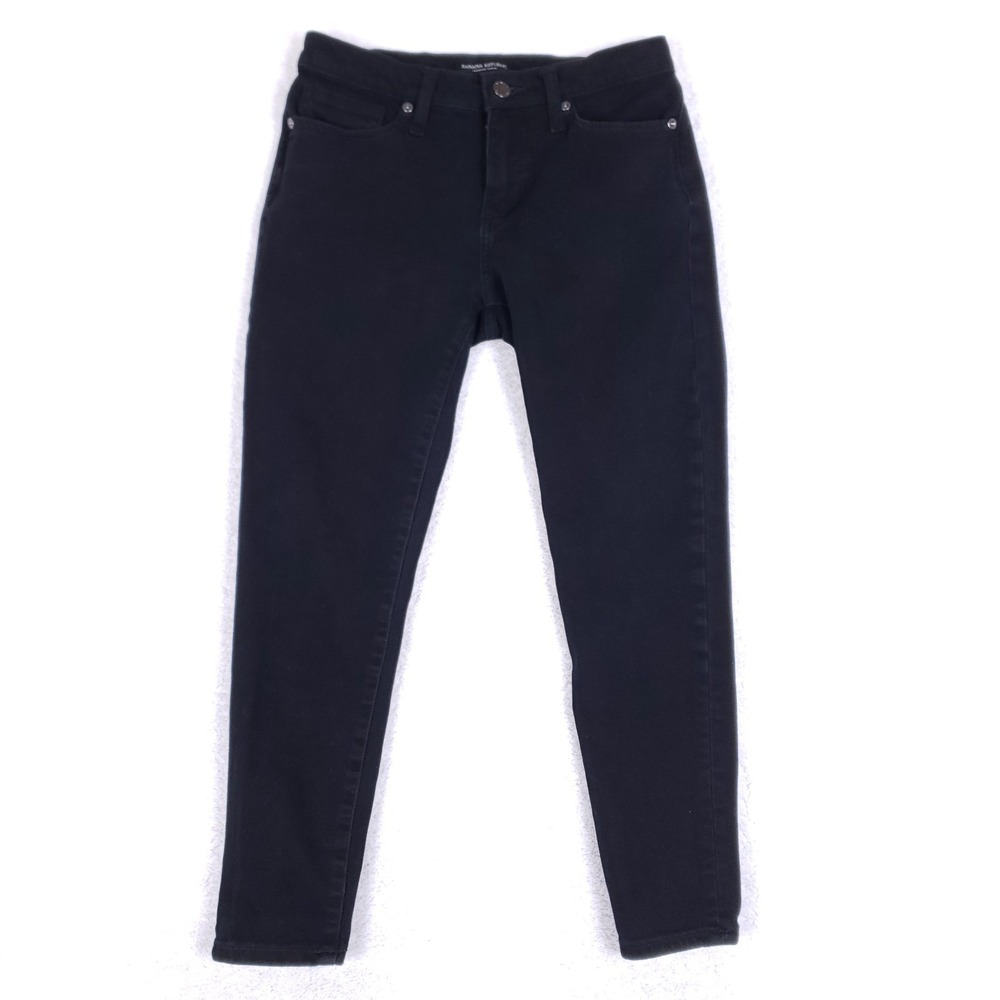Banana Republic Mid-Rise Skinny Jeans 27P Black Premium Denim Sleek Silhouette‎